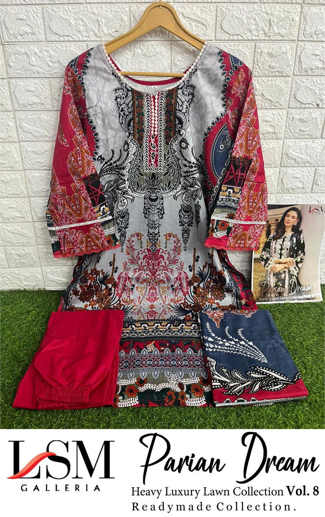 Lsm Parian Dream Vol 8 Lawn Cotton Pakistani Readymade Suits Wholesale Market In Surat
